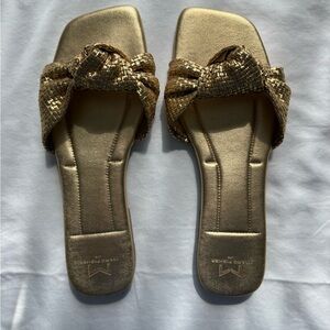 Marc Fisher Braided Knot Gold Sandals